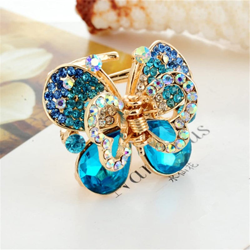 Ruihfas 4Pcs Fashion Hair Claw Clips Rhinestone Crystal Butterfly Bangs Jaw Clip Bow Hair Gripper for Girls Women 1.26x1.10 inch - Image 3